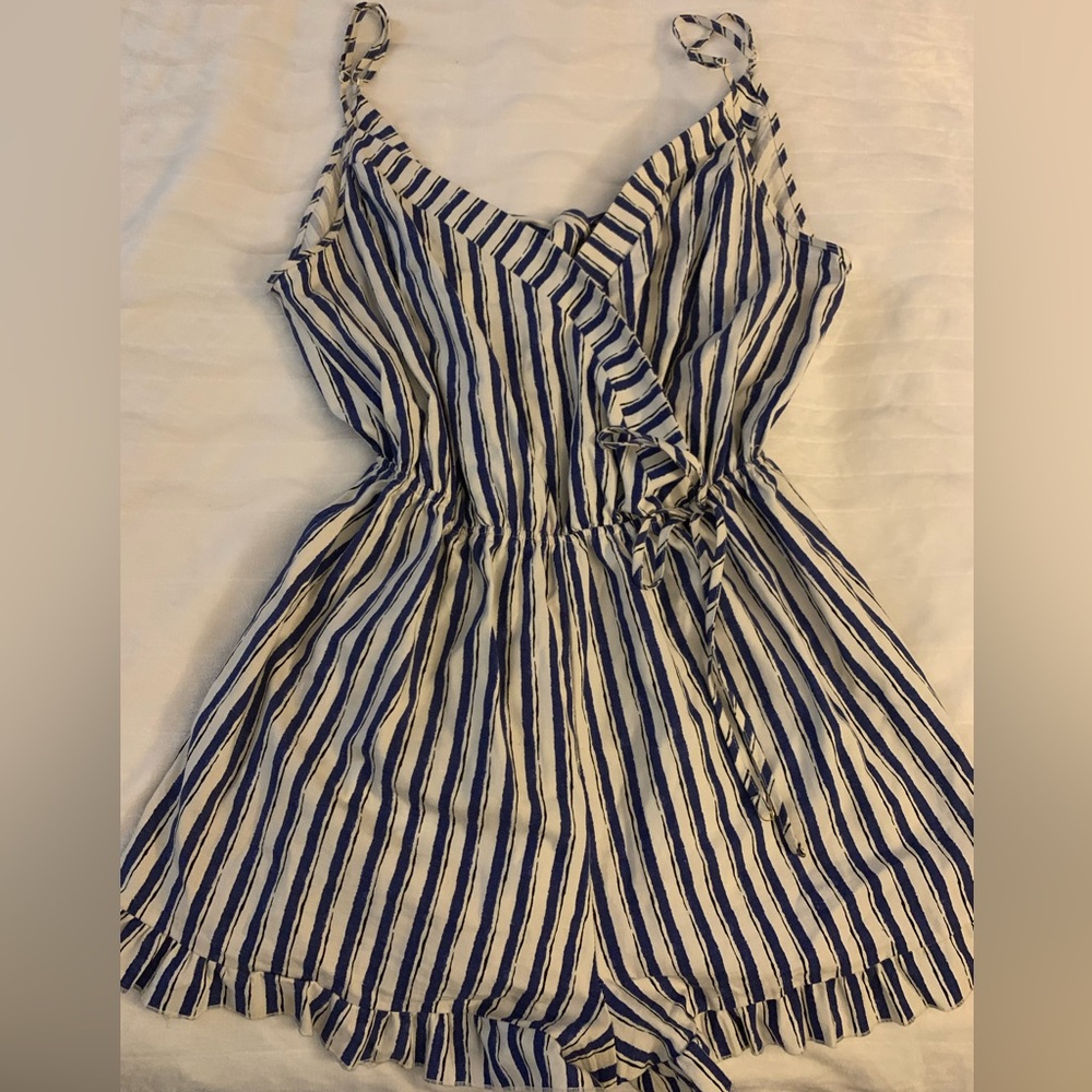 Charlotte Russe Plus, Royal blue and white striped romper